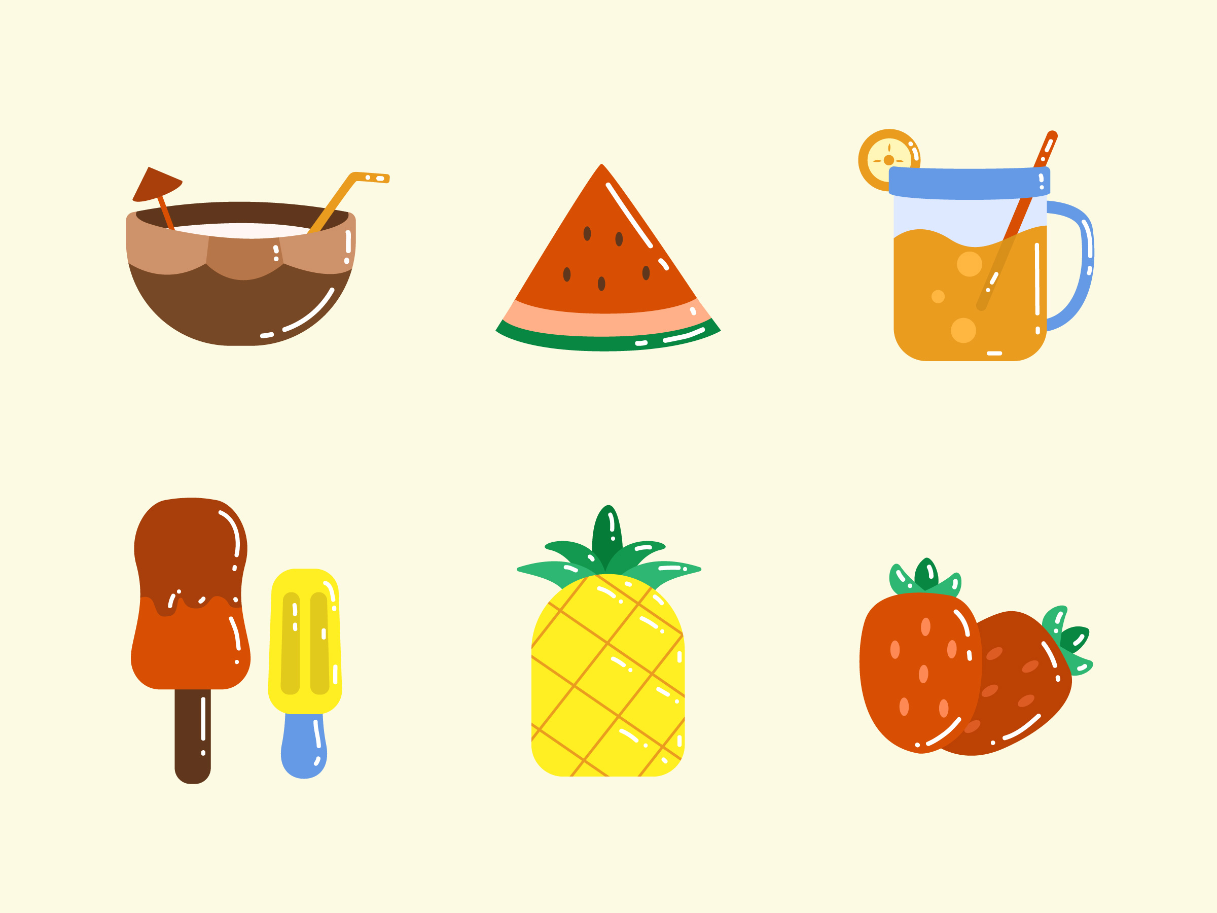 [그래픽소스] EPS 여름 수박 과일 음료수 아이콘