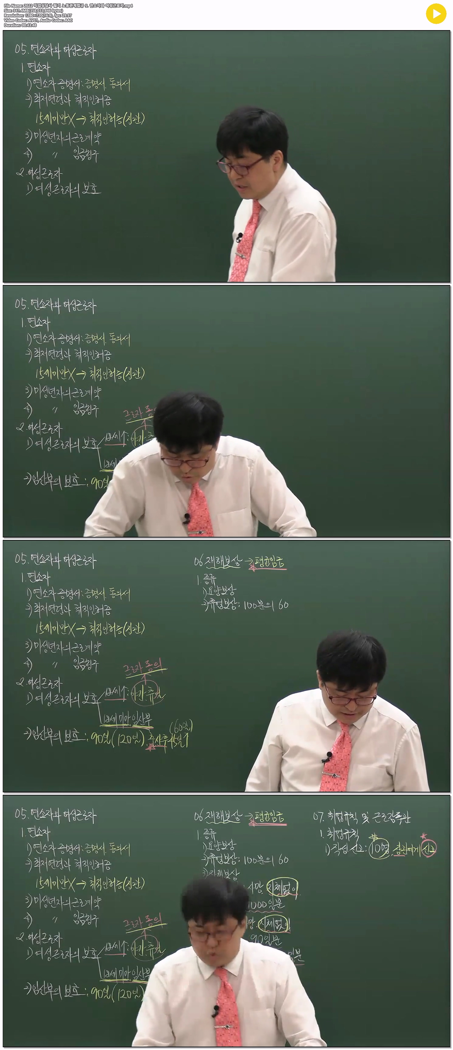 2022 직업상담사 필기 노동관계법규 5. 연소자와 여성근로자