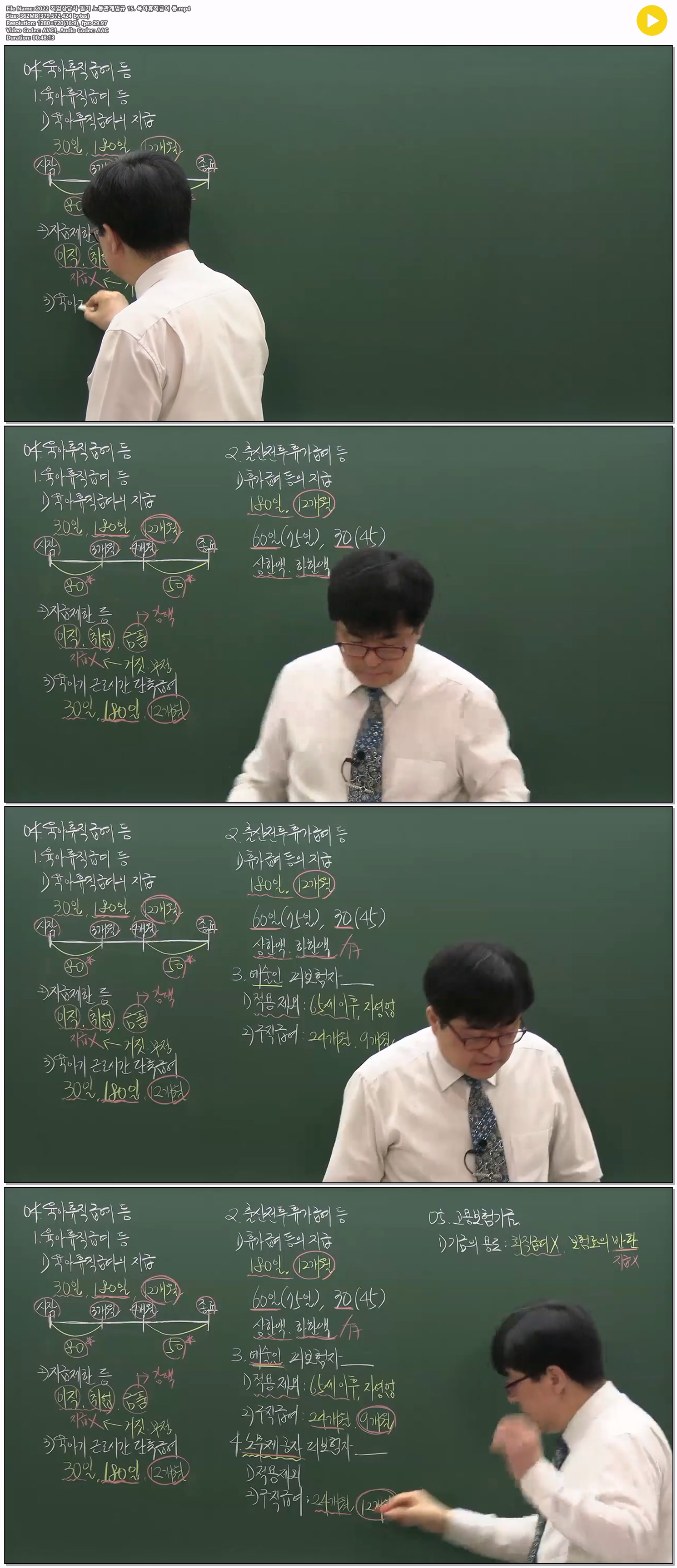 2022 직업상담사 필기 노동관계법규 15. 육아휴직급여 등