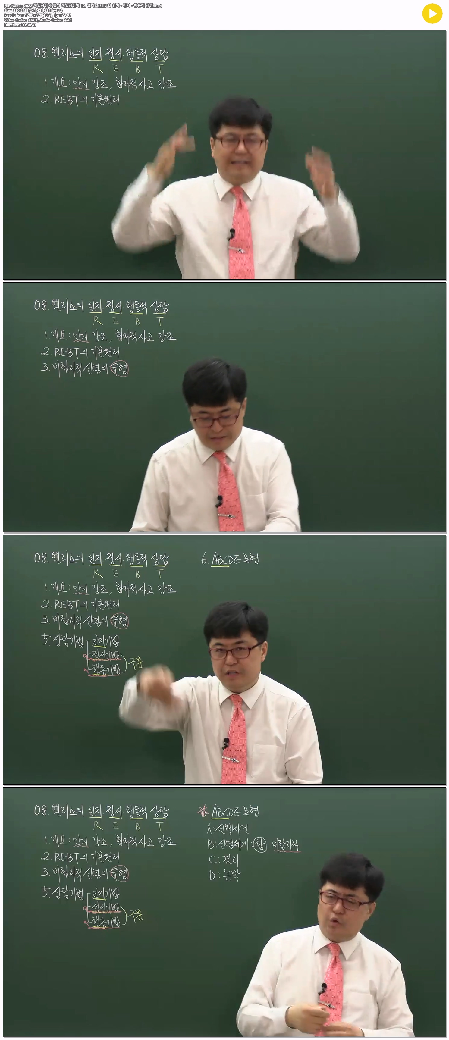 2022 직업상담사 필기 직업상담학 12. 엘리스(Ellis)의 인지 · 정..