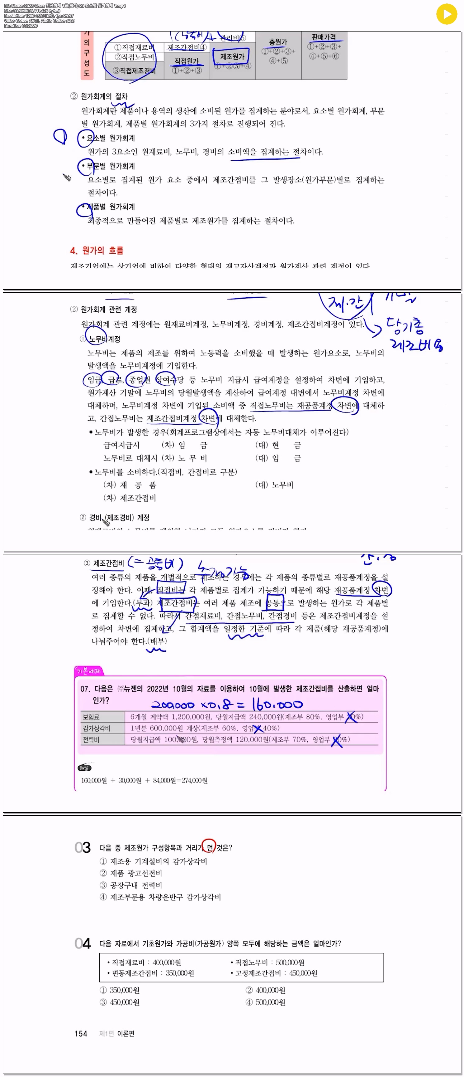 2022 Grace 전산회계 1급(필기) 23 요소별 원가회계 1