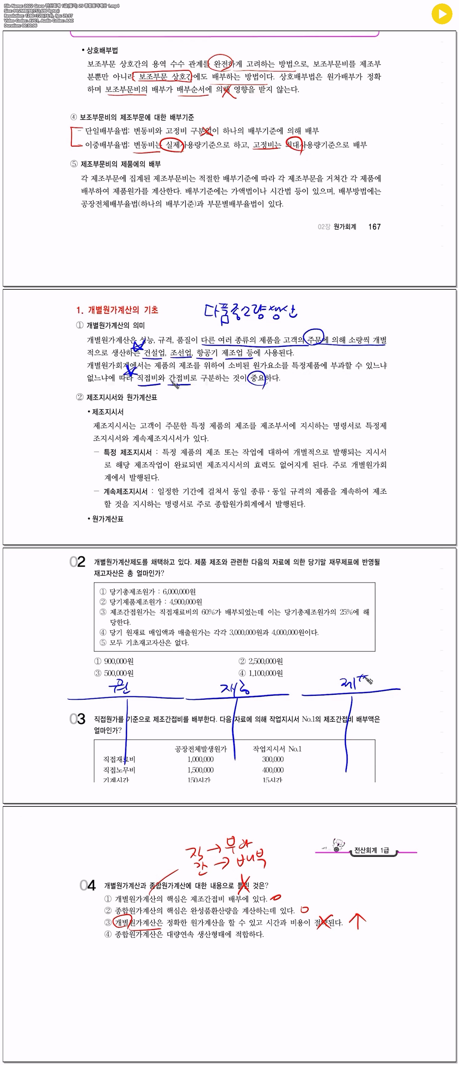 2022 Grace 전산회계 1급(필기) 25 종합원가계산 1