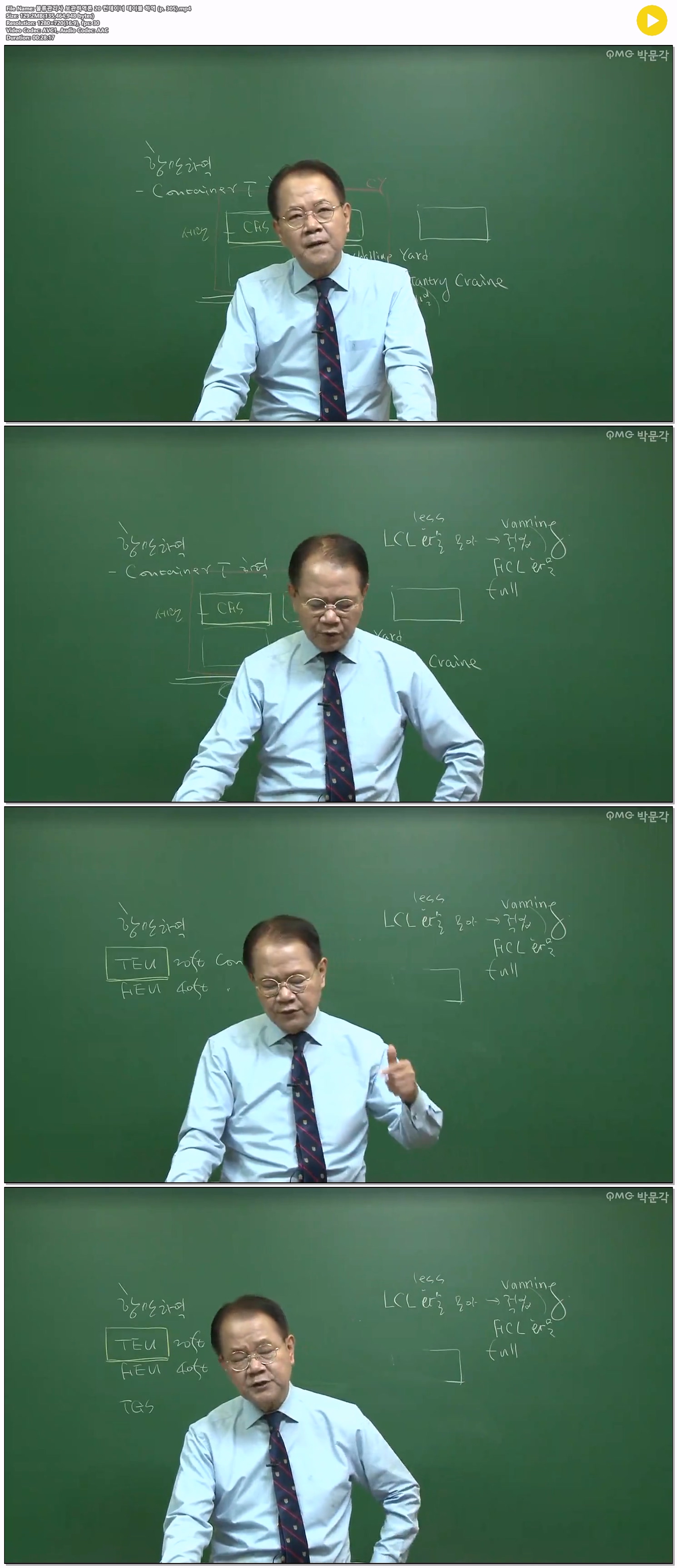 물류관리사 보관하역론 20 컨테이너 테이블 하역 (p. 305)