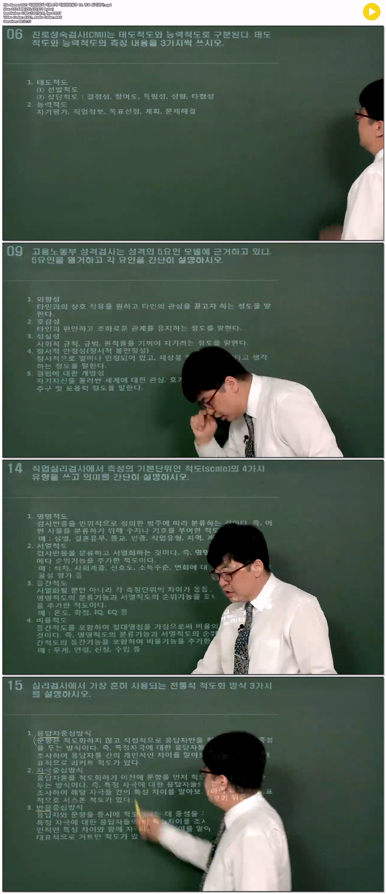 2021 직업상담사 이론 2차 직업상담실무 10. 주요 심리검사