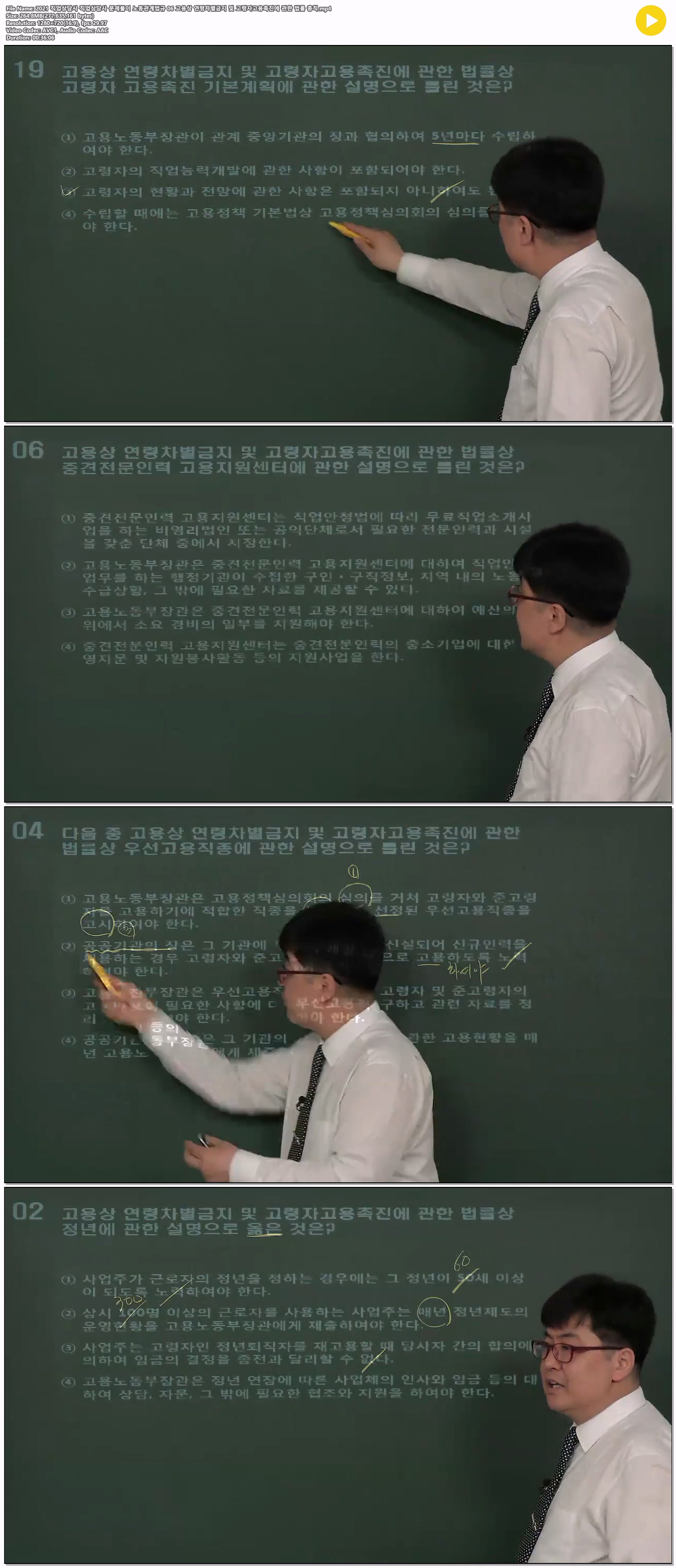 2021 직업상담사 직업상담사 문제풀이 노동관계법규 06 고용상 연..