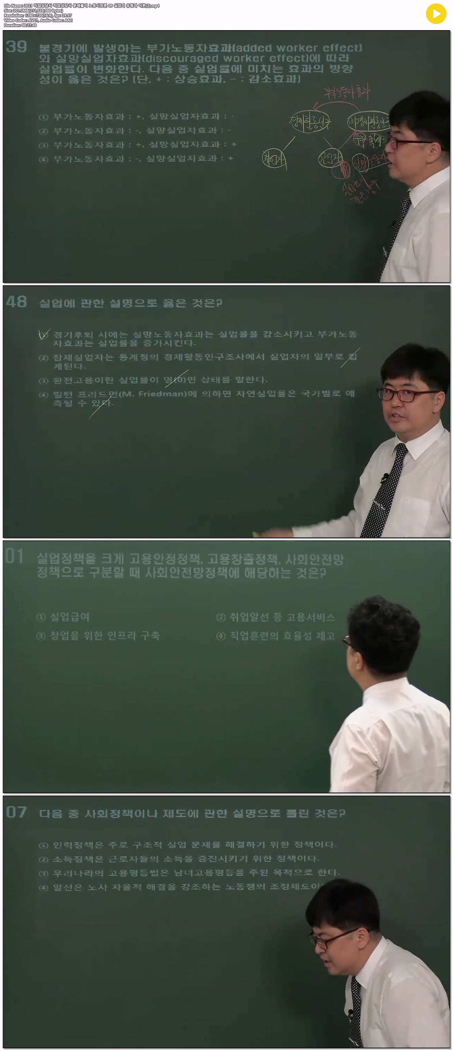2021 직업상담사 직업상담사 문제풀이 노동시장론 09 실업의 유형..