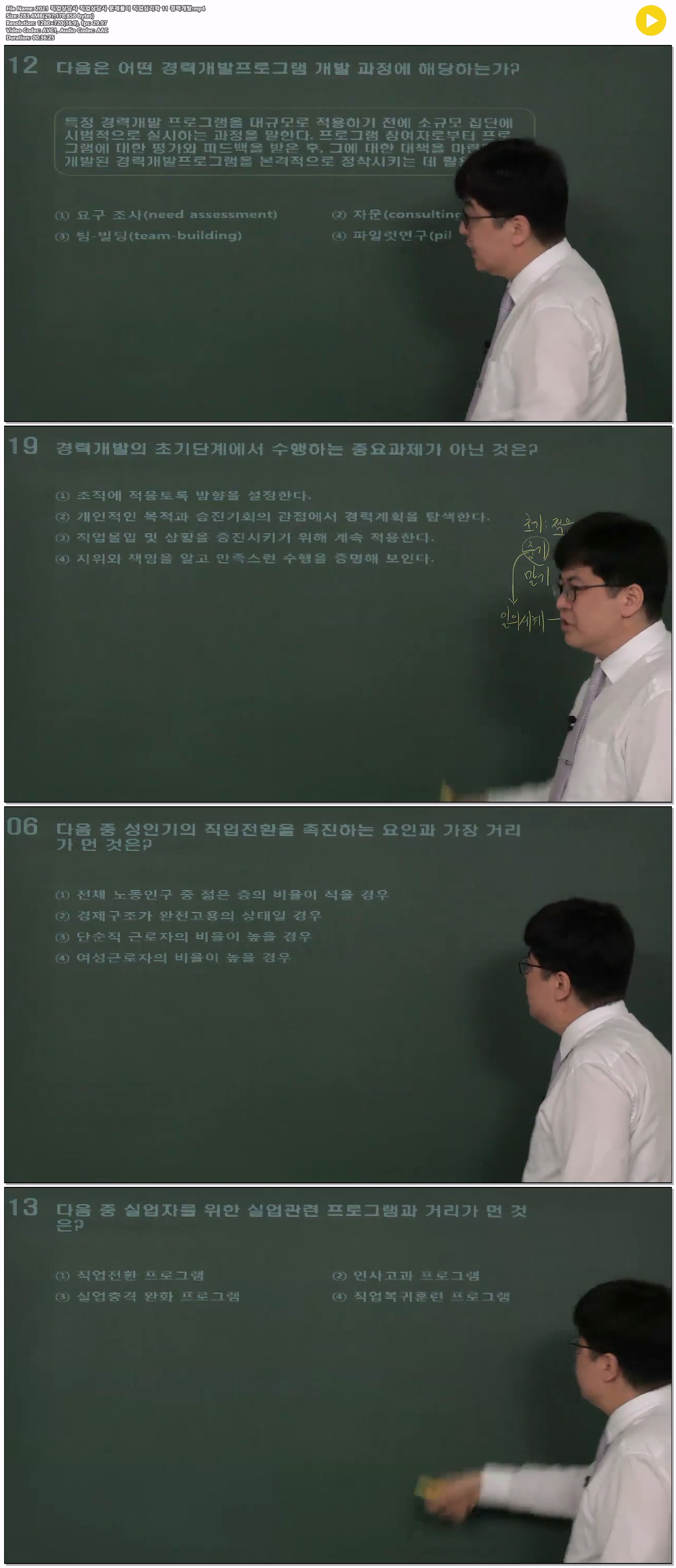 2021 직업상담사 직업상담사 문제풀이 직업심리학 11 경력개발