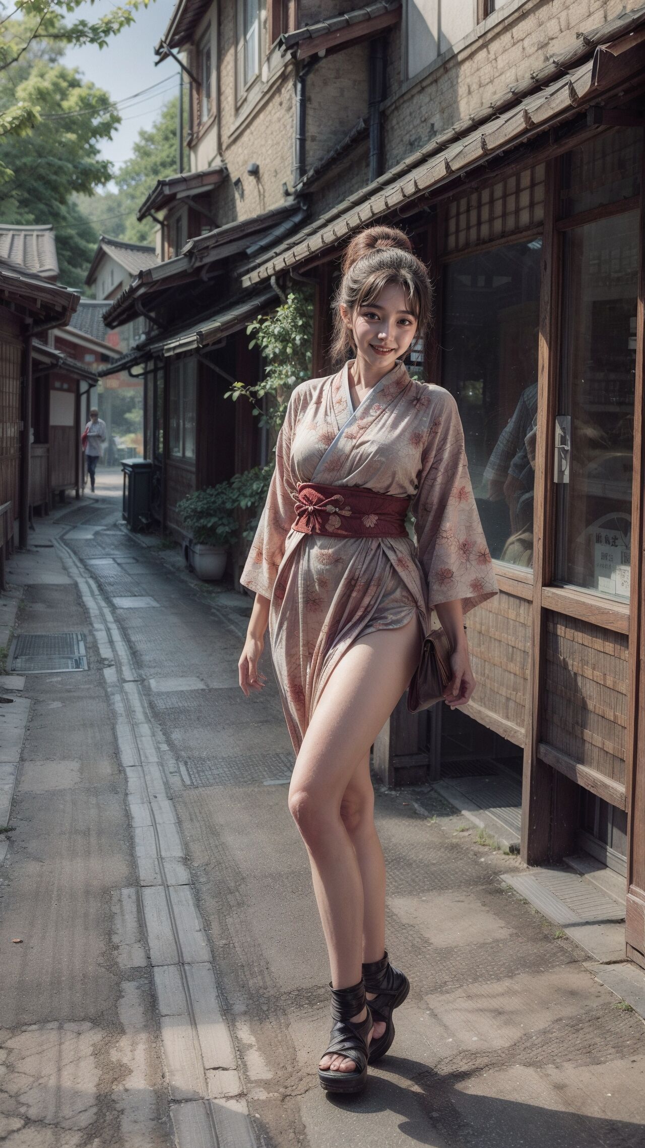 AI화보 온천 거리 기모노녀