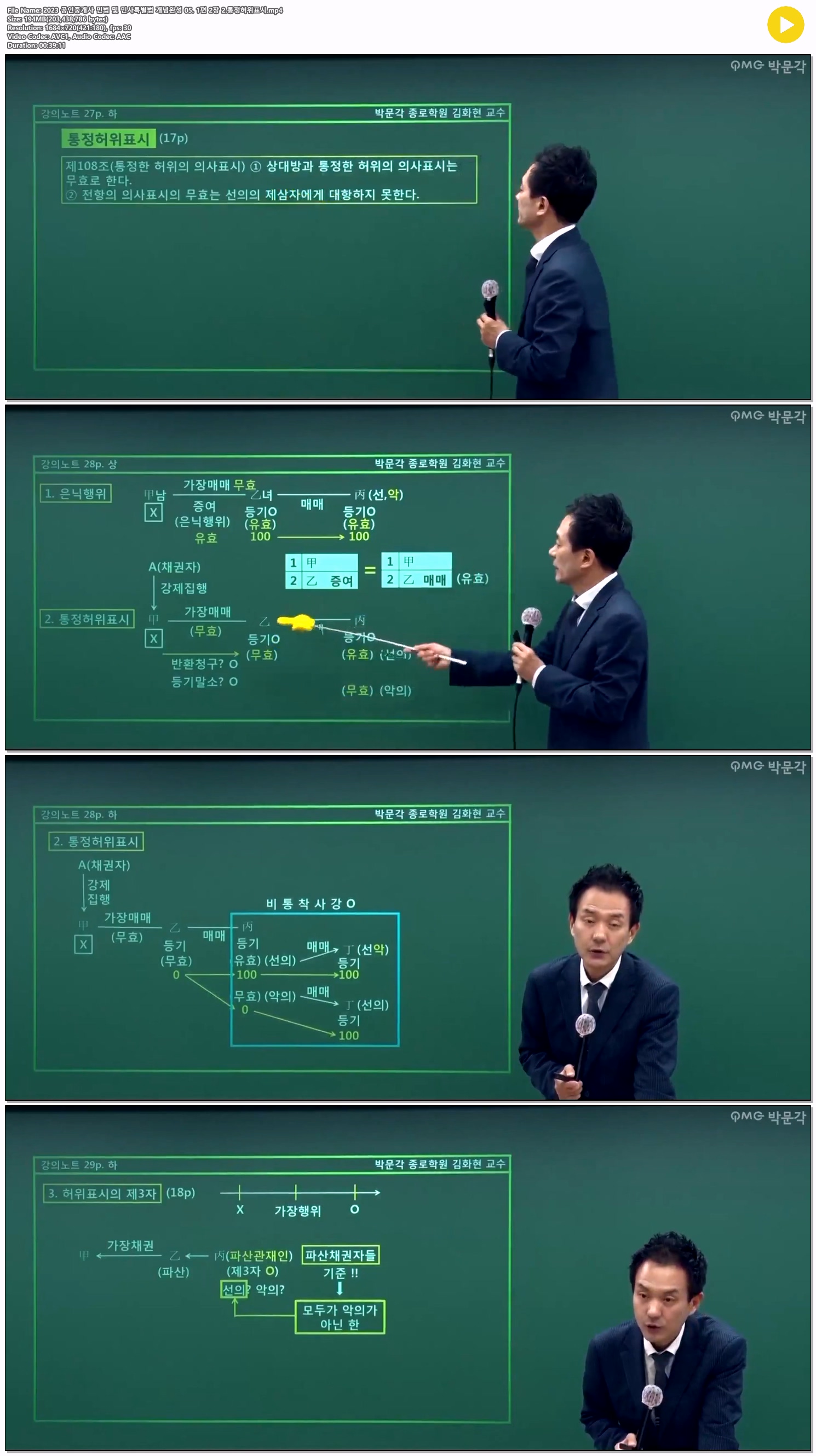 2023 공인중개사 민법 및 민사특별법 개념완성 05. 1편 2장 2.통정..