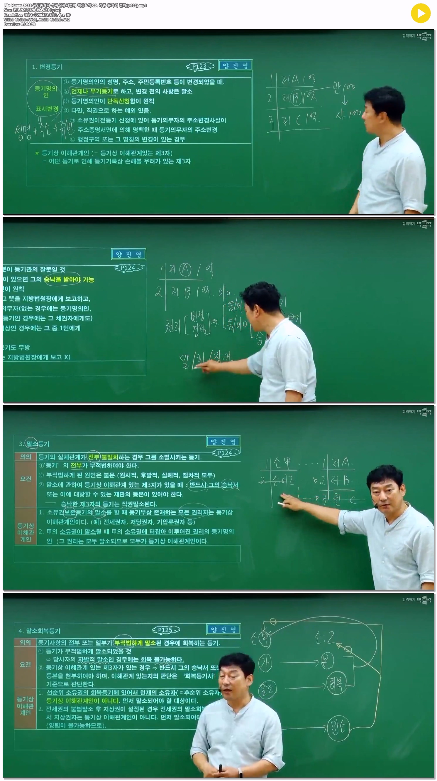 2023 공인중개사 부동산공시법령 핵심요약 20. 각종 등기의 절차(p..