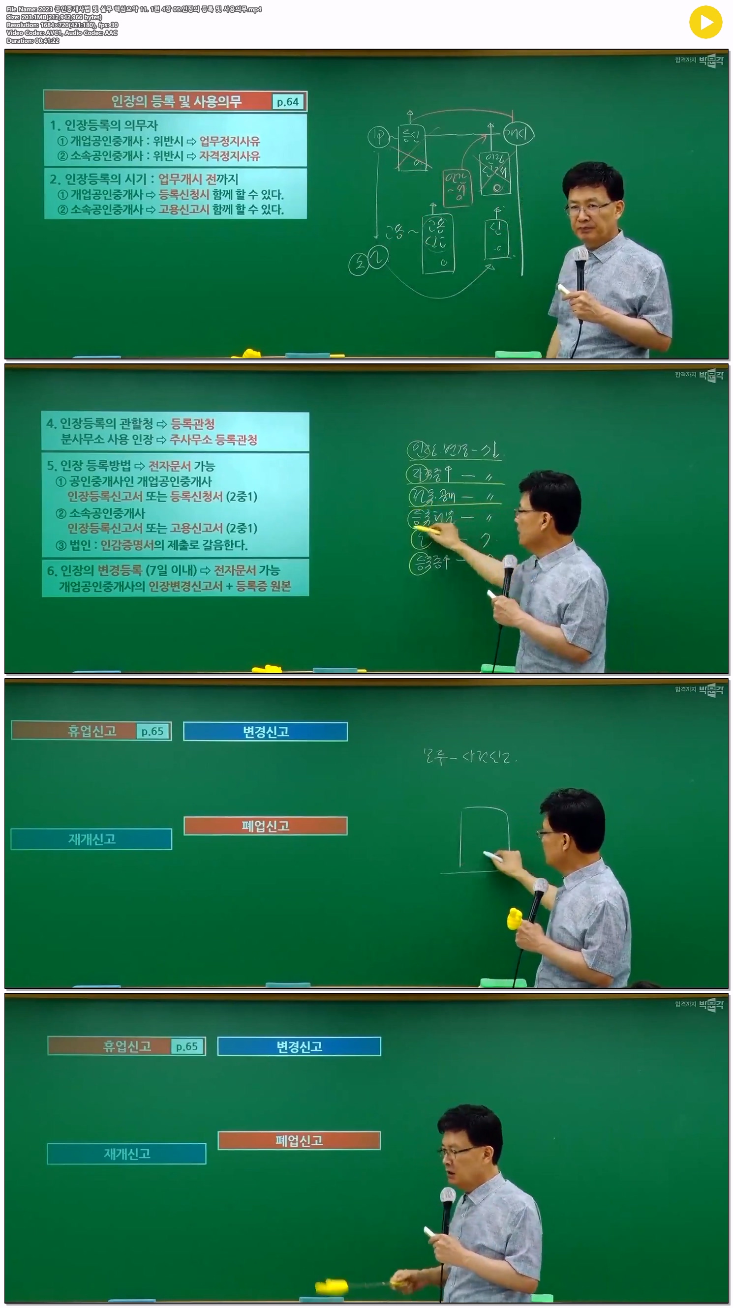2023 공인중개사법 및 실무 핵심요약 11. 1편 4장 05.인장의 등록 ..