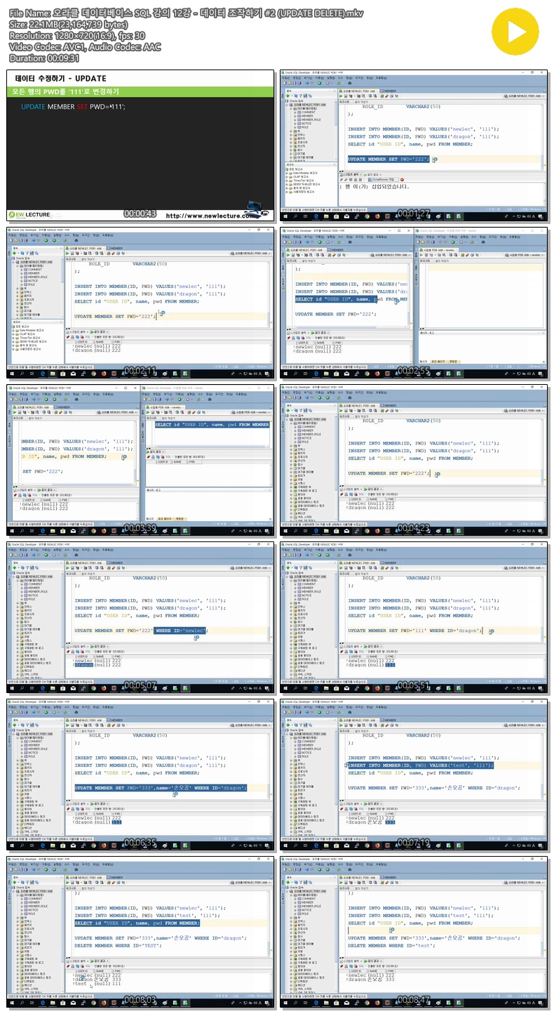 오라클 데이터베이스 SQL 강의 12강 - 데이터 조작하기 2 (UPDATE ..