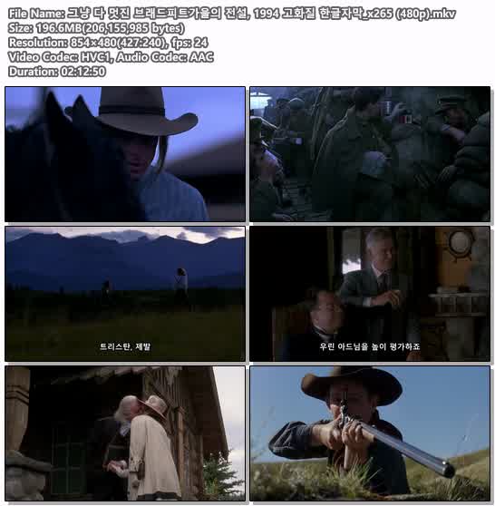 그냥 다 멋진 브래드피트가을의 전설, 1994 고화질 한글자막_x265 ..