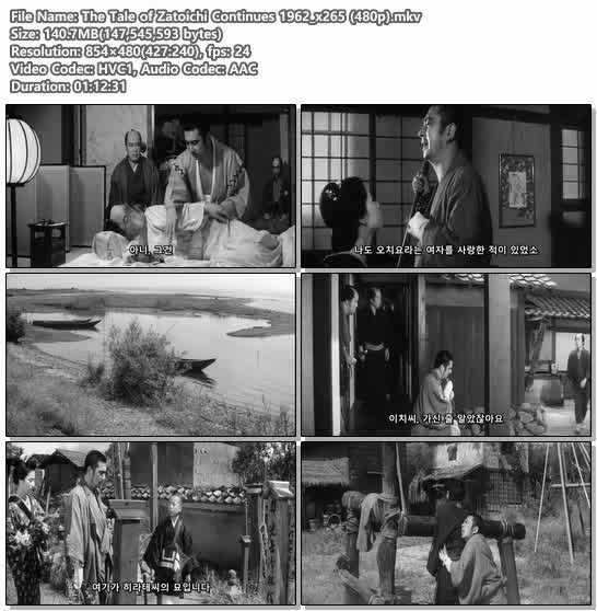 The Tale of Zatoichi Continues 1962_x265 (480p)