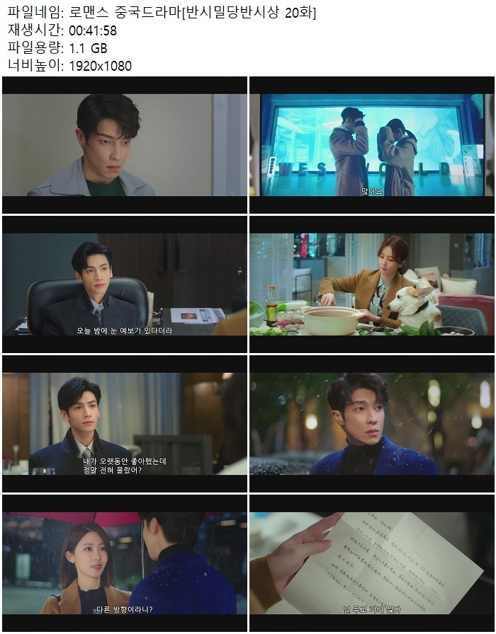 로맨스 중국드라마[반시밀당반시상 20화]