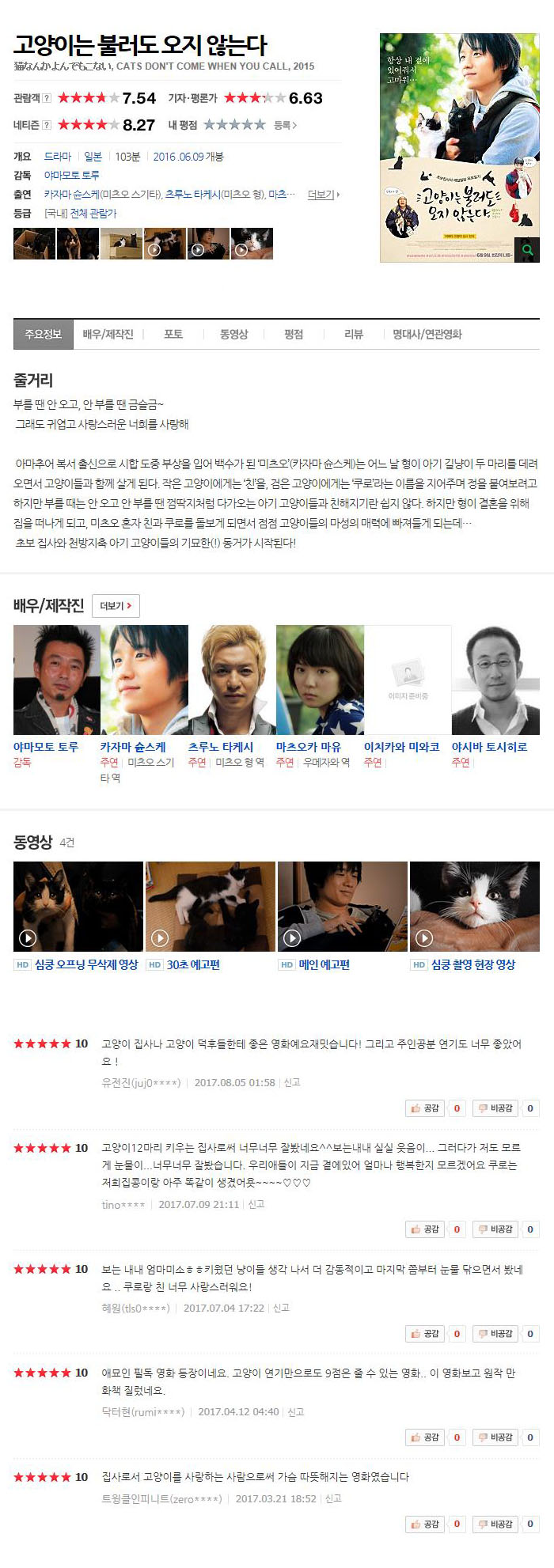 고양이 덕후들은 위한 영화 [ 고양이는 불러도 오지 않는다 ] 명작..